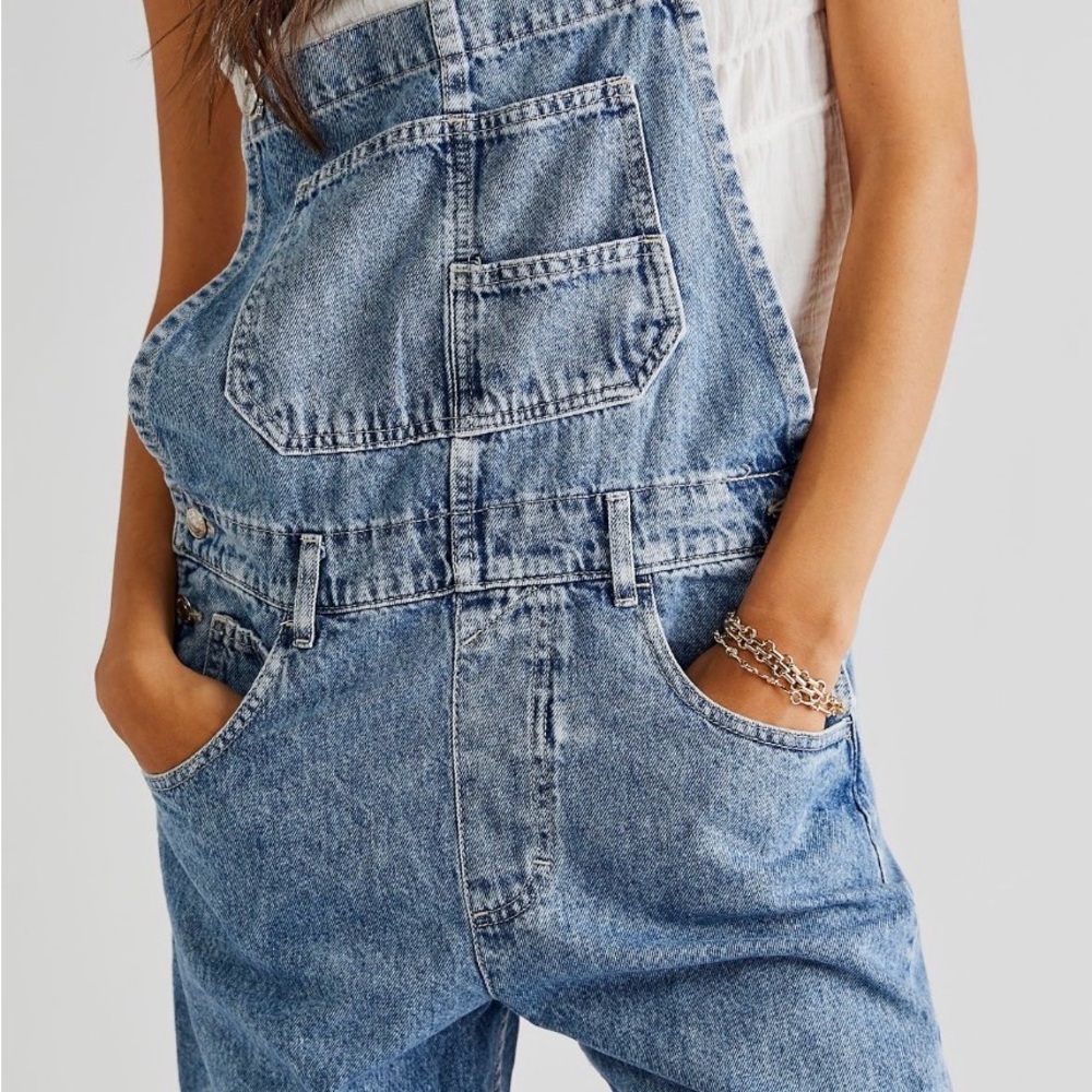 We The Free Light Blue Denim Overalls